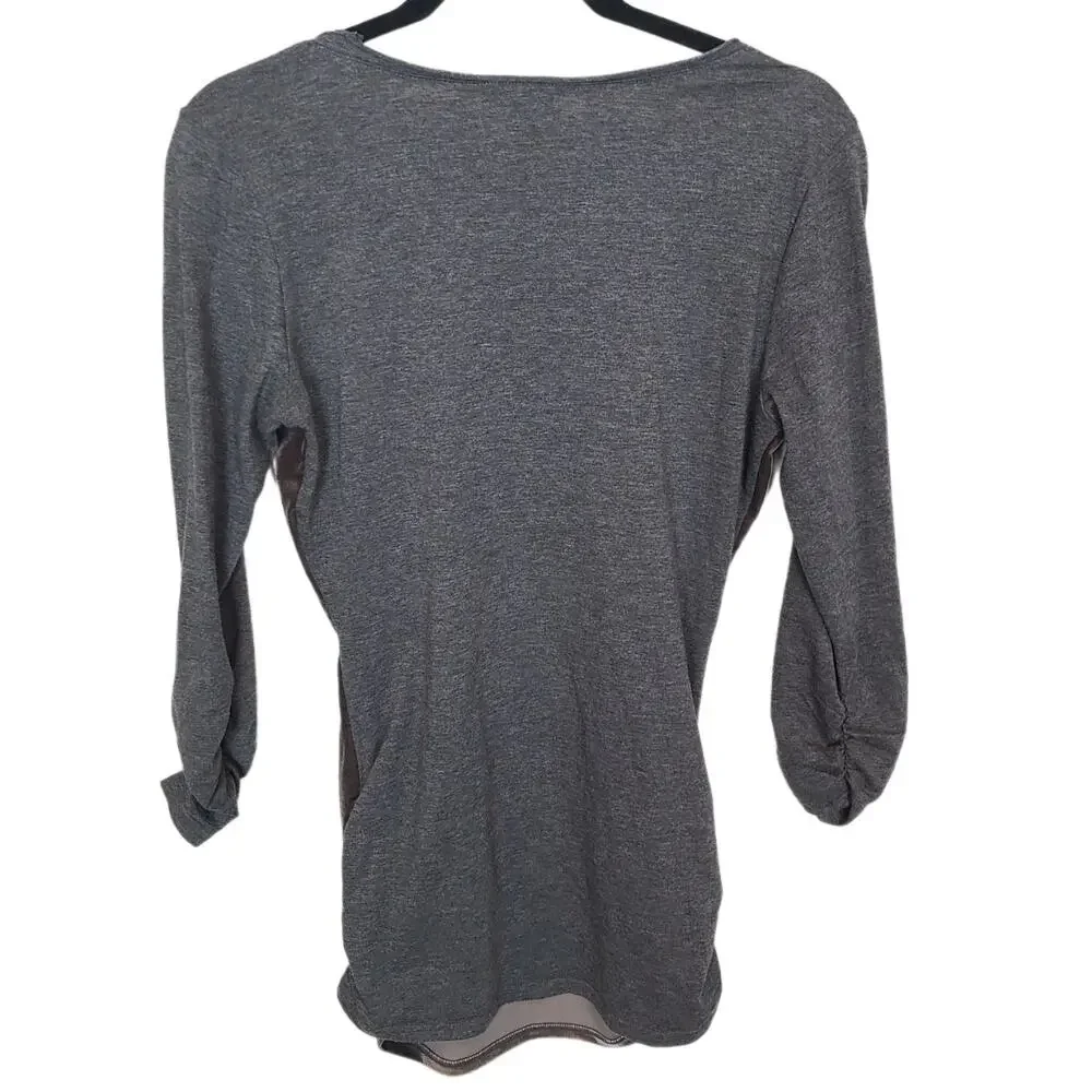 Sundance Womens Velvet Top Sz S Ruched Mixed Media Pullover Stretch Boho Hippie